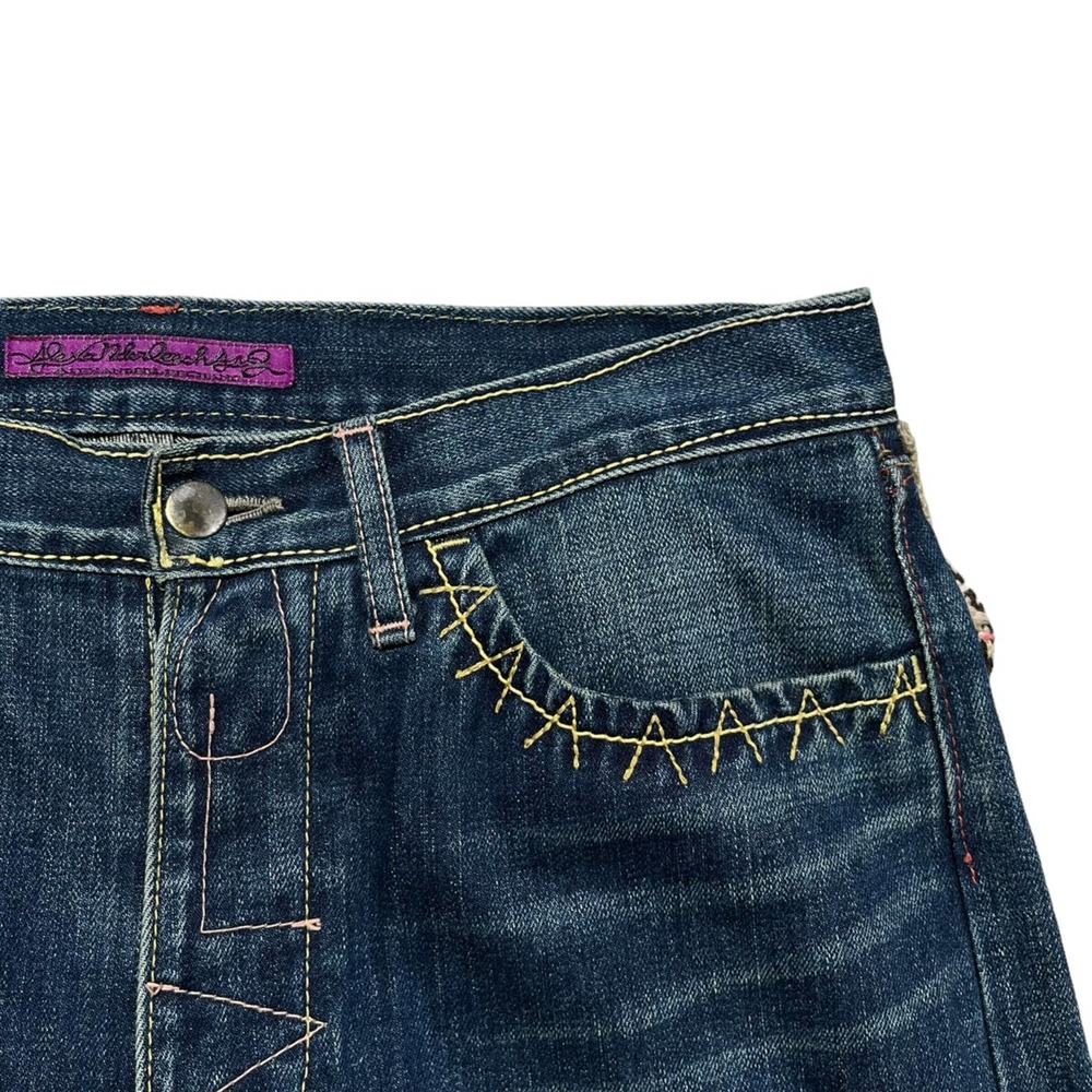 Patchwork Knit Panel Denim - image 7